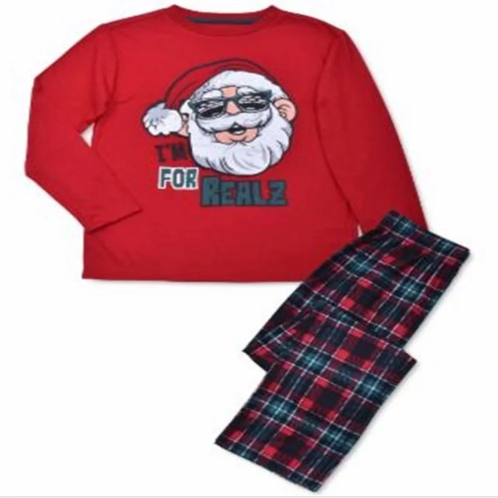 Boys 8/10 Christmas Santa Claus I’m for Realz Pajamas NEW